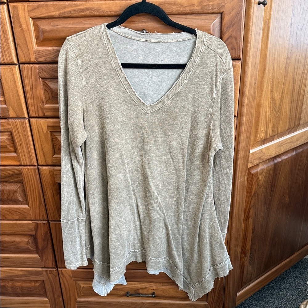 Casual V-Neck Tan Women's Top